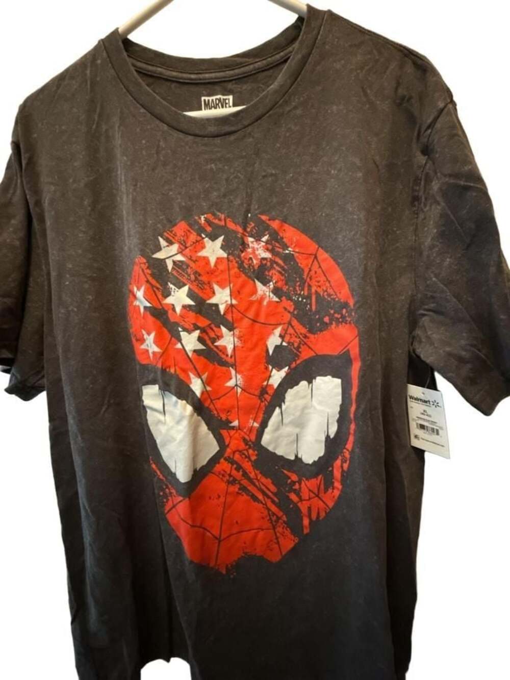 Marvel Spider-Man Men's Americana Graphic Tee with Star-Spangled Mask Design